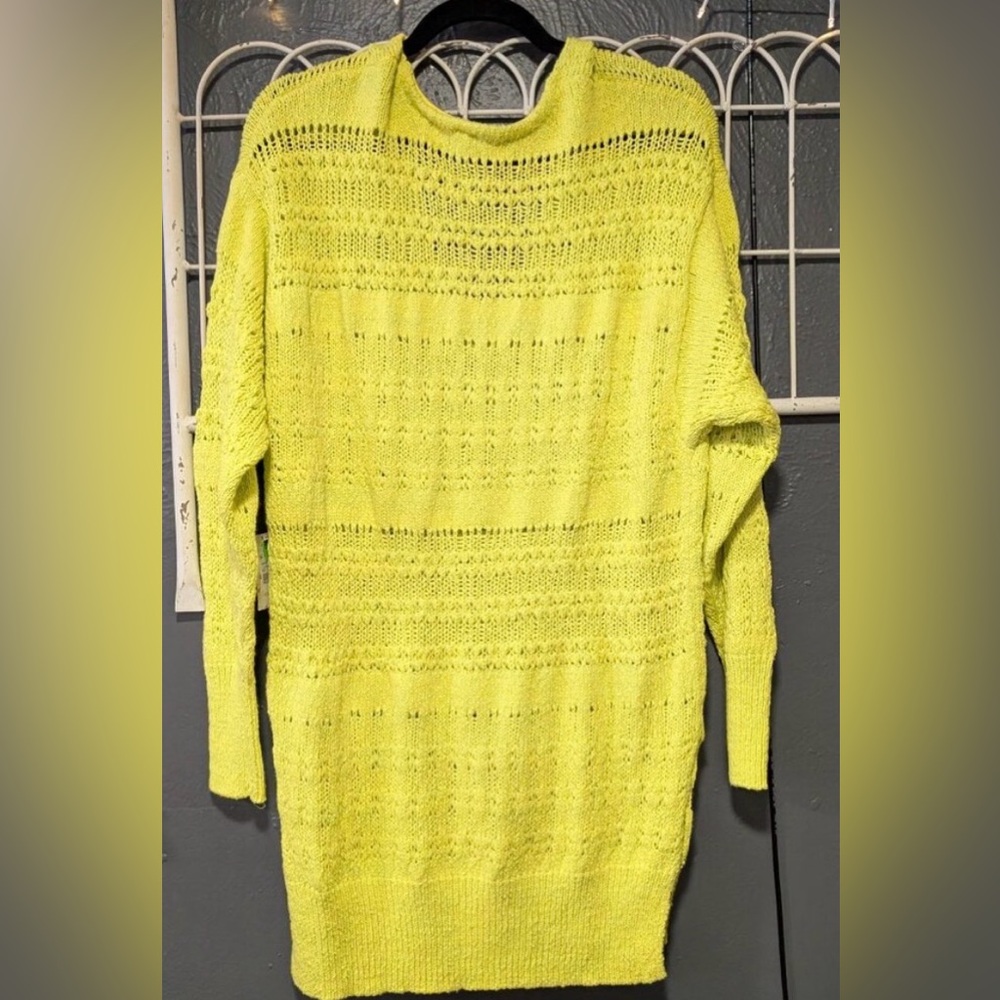 ⭐️Host Pick⭐️ NWT Free People Hot Tropics Lime Yellow Knit Sweater Top - Picture 9 of 10